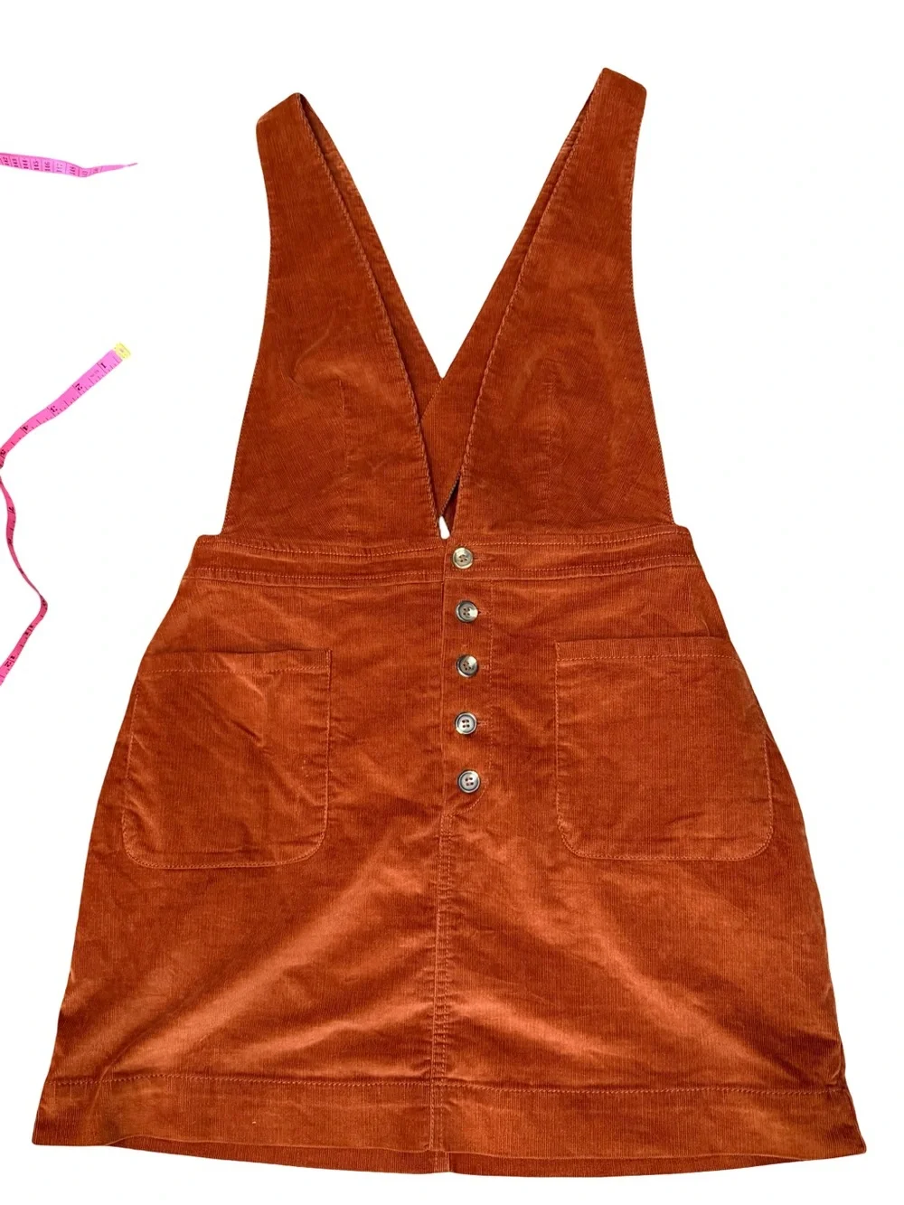 🍂Free People Old School Love Corduroy Overall Pinafore Dress Rust Orange Size 6